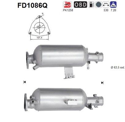 Filtro de partículas AS FD1086Q AS FD1086Q: Filtro de fuligem partículas sistema de escape Land Rover RANGE ROVER 2000