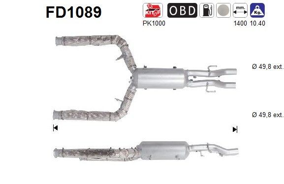 AS Roetfilter (DPF) FD1089 AS FD1089 Uitlaatfilter I-Pace (X590) originele prijs