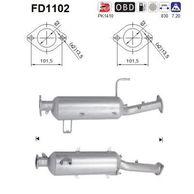 AS Filtro antiparticolato (FAP) FD1102 AS FD1102 Filtro antiparticolato (FAP) HYUNDAI BAYON originali