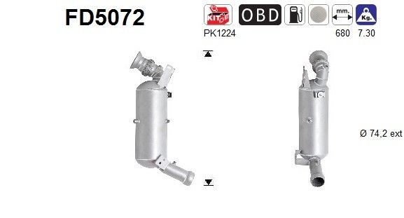Filtre à particules AS FD5072 AS FD5072: Filtre à particules à suie échappement Mercedes CLS 2011