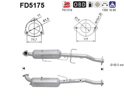Roetfilter (DPF) AS FD5175 AS FD5175 Roetfilter TOYOTA HIACE 2009