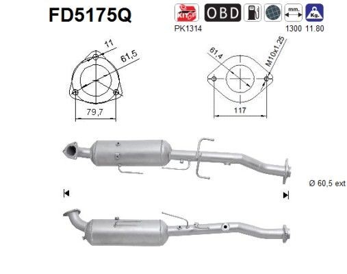 Filtro de partículas AS FD5175Q AS FD5175Q Filtro de fuligem partículas sistema de escape TOYOTA HILUX Pick-up 2024