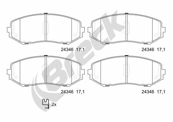 BRECK Bremseklodser 24346 00 701 00 24346 00 701 00 Bremseklodser SUZUKI GRAND VITARA BRECK