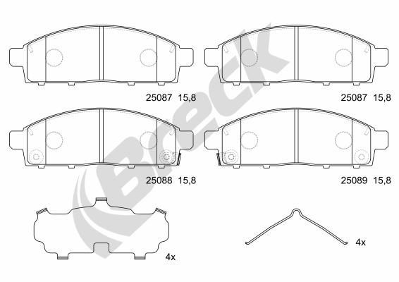 BRECK Τακάκια φρένων 25087 00 701 00 25087 00 701 00 Σετ τακάκια NISSAN TEANA BRECK