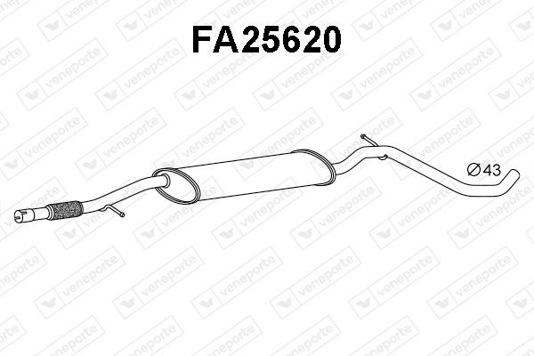 VENEPORTE Stredný tlmič výfuku FA25620 Stredný tlmič výfuku NISSAN VENEPORTE FA25620