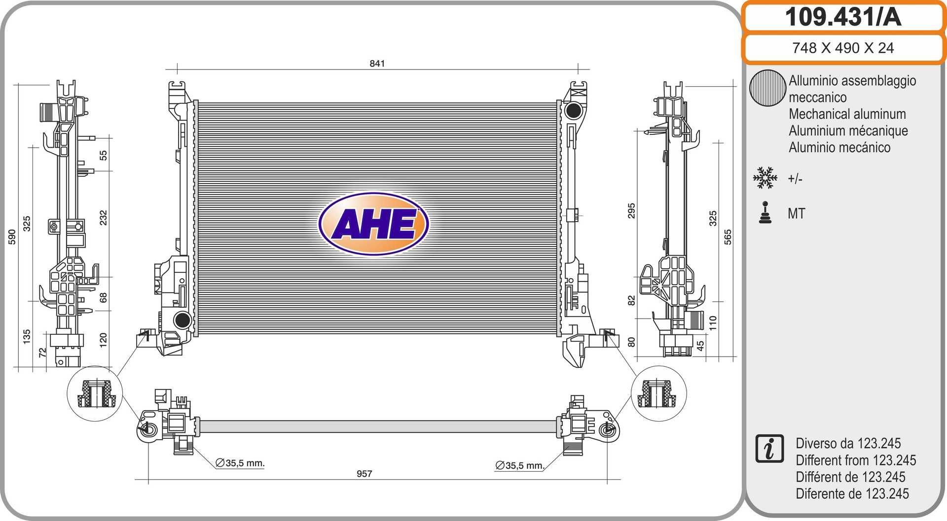 AHE Radiateur 109.431/A 109.431/A Radiateur, koelvloeistof RENAULT MEGANE AHE