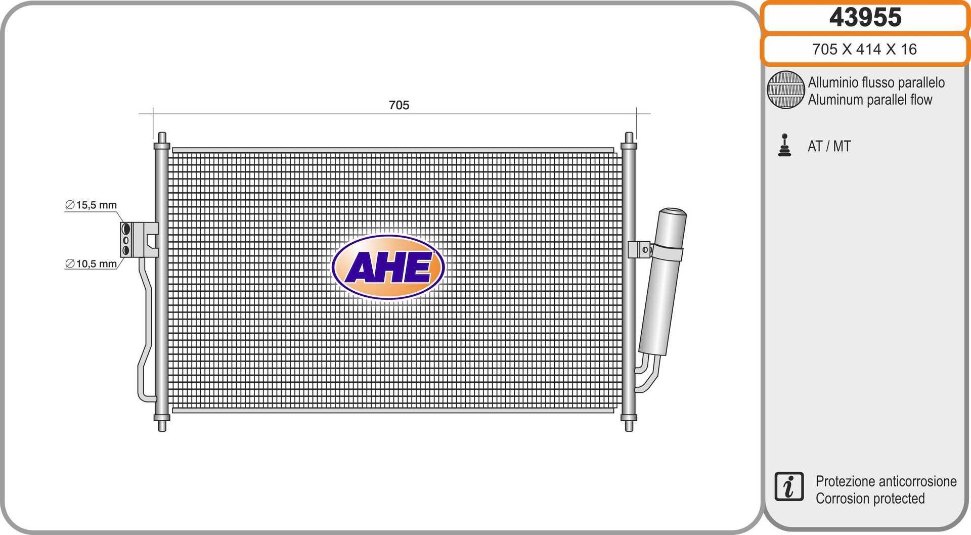 AHE Condensor voor airco 43955 AHE 43955 Condensator voor airco Trooper II SUV (UB) prijs