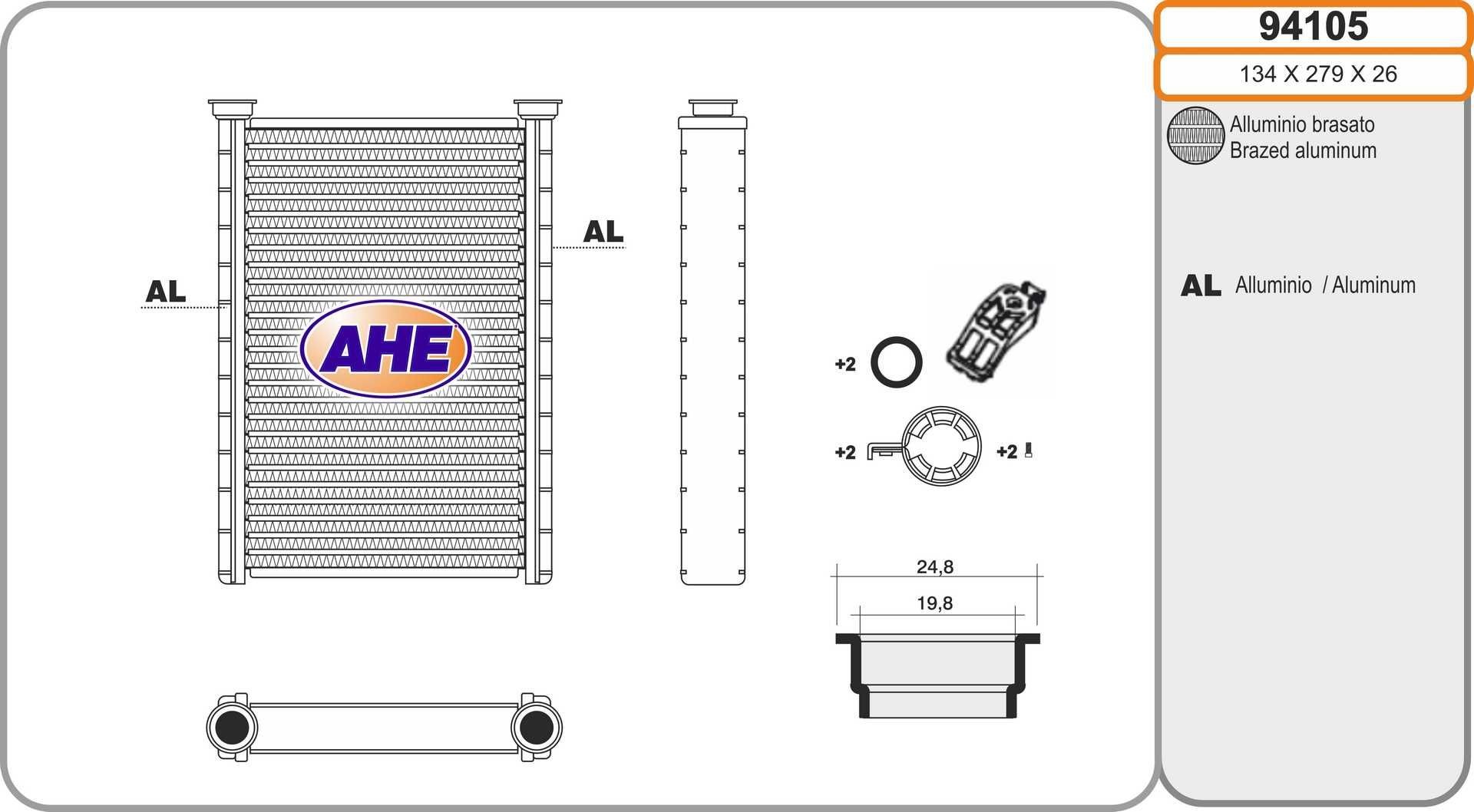 AHE Radiateur de chauffage 94105 AHE 94105 Radiateur de chauffage Audi A6 4f2 prix