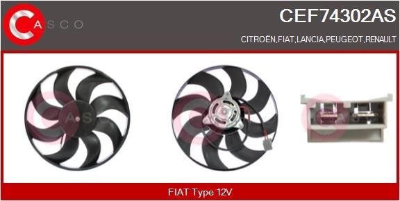 Ventilátor chladenia motora CASCO CEF74302AS CASCO CEF74302AS: Ventilátor chladiča Citroen JUMPY 2004