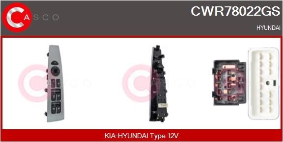 CASCO Interruptor, elevadores dos vidros CWR78022GS CWR78022GS Interruptor elevadores dos vidros CASCO HYUNDAI TERRACAN