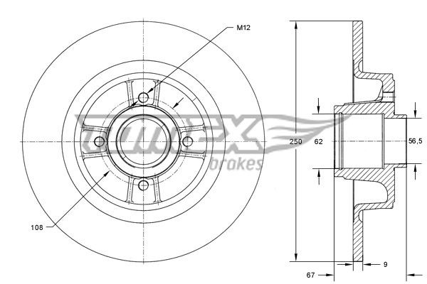 TOMEX brakes Bremseskive TX 73-571 Skivebremser TOMEX brakes 407 TX 73-571 billig