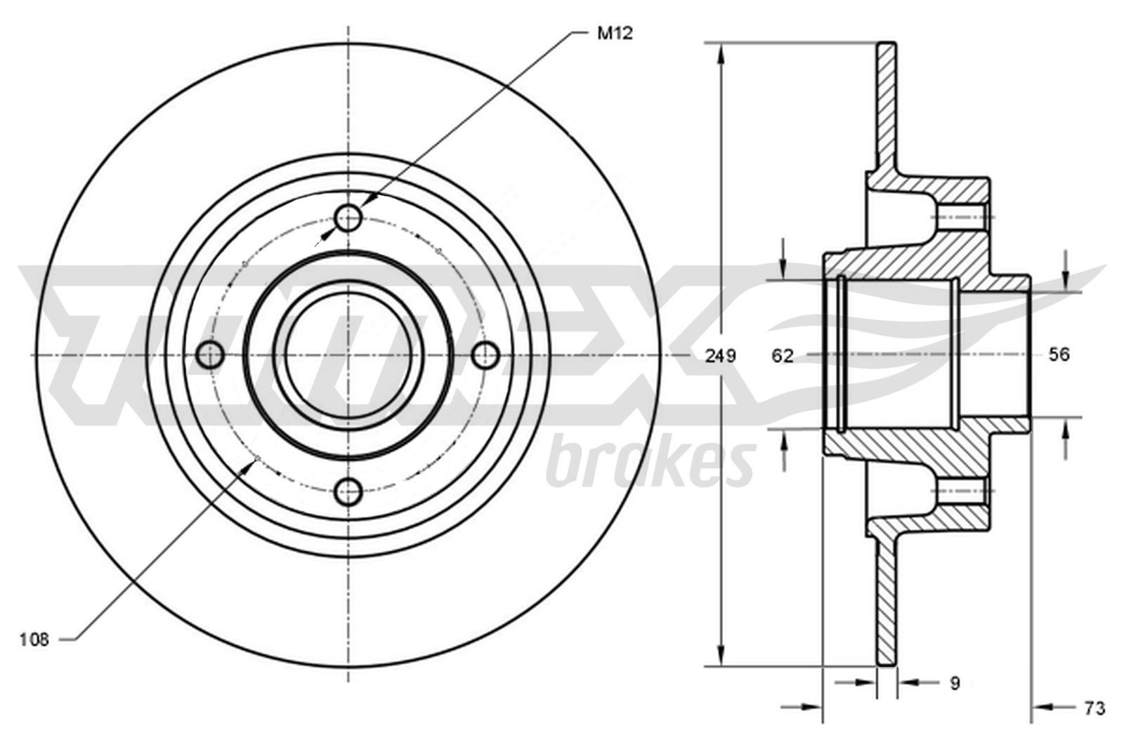 TOMEX brakes Disco de travão TX 73-611 TX 73-611 Discos CITROËN BERLINGO TOMEX brakes