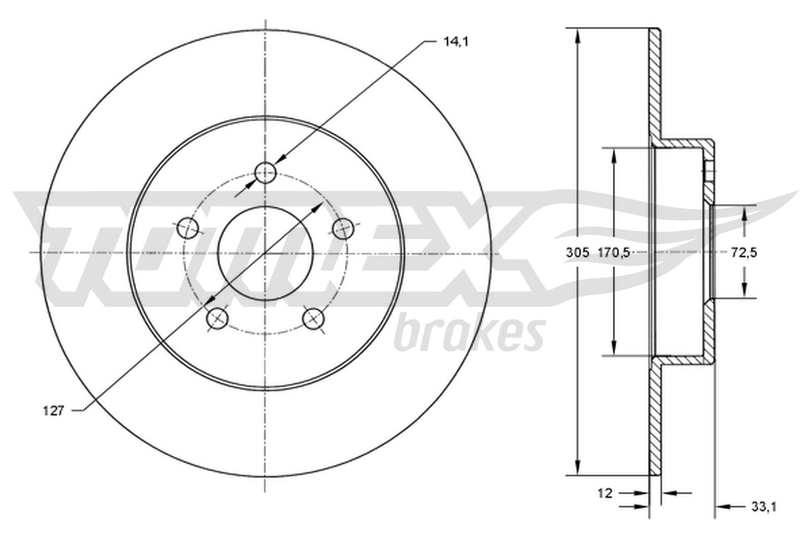 TOMEX brakes Δισκόπλακα TX 73-78 Δίσκος φρένων FORD USA TOMEX brakes TX 73-78