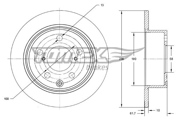 TOMEX brakes Δισκόπλακα TX 74-15 TX 74-15 Δίσκοι φρένων TOYOTA AVENSIS TOMEX brakes