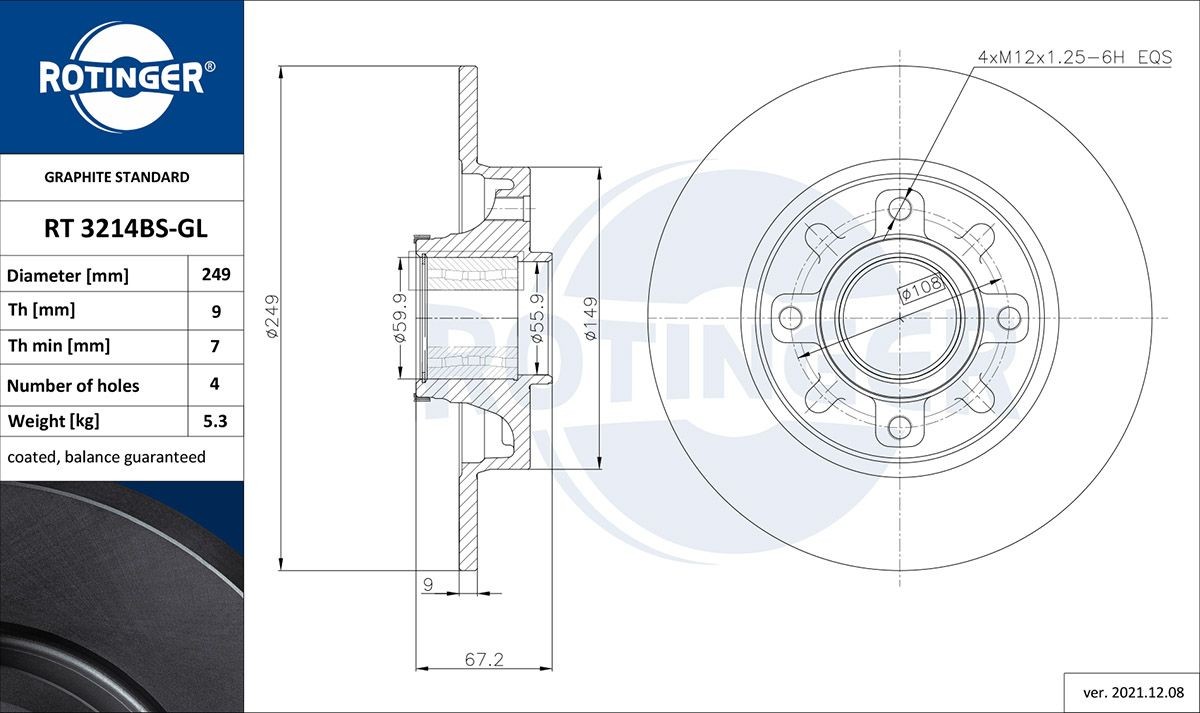 ROTINGER Bremseskive RT 3214BS-GL Bremseskive ROTINGER BX RT 3214BS-GL billige