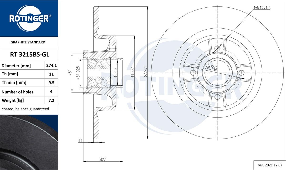 ROTINGER Δισκόπλακα RT 3215BS-GL Δίσκοι φρένων ROTINGER Renault FLUENCE RT 3215BS-GL