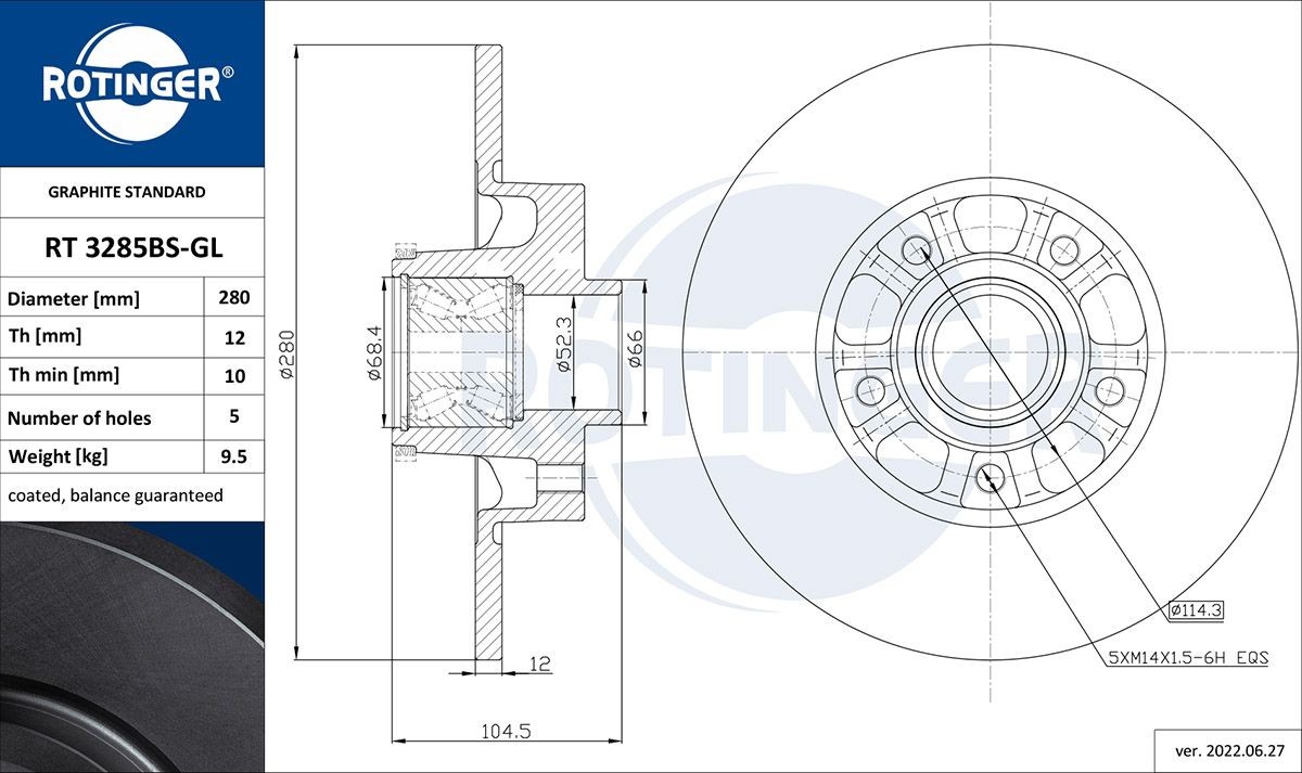 ROTINGER Disque de frein RT 3285BS-GL RT 3285BS-GL ROTINGER Disque de frein sport Jaguar pas cher