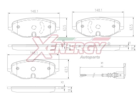 AP XENERGY Pastilhas de travão X41406 Calços de travão VW AP XENERGY X41406