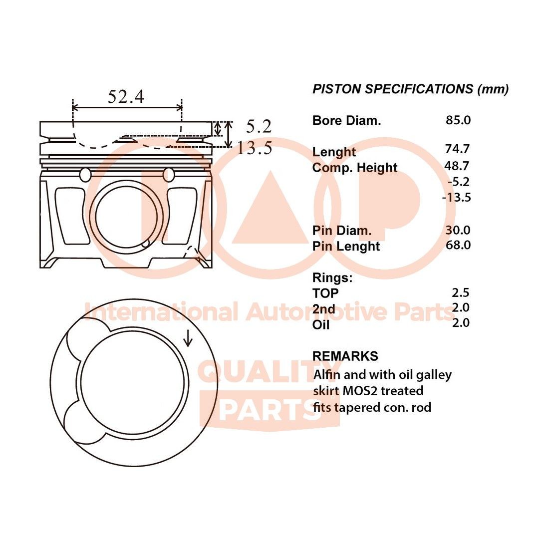IAP QUALITY PARTS Pistone motore 100-14076 100-14076 Pistone PEUGEOT 206 IAP QUALITY PARTS costo