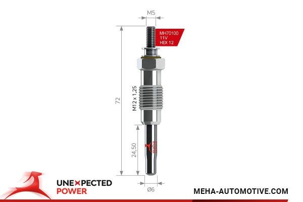 MEHA AUTOMOTIVE Gloeibougie MH70100 MEHA AUTOMOTIVE Gloeibougies voor diesel PEUGEOT MH70100