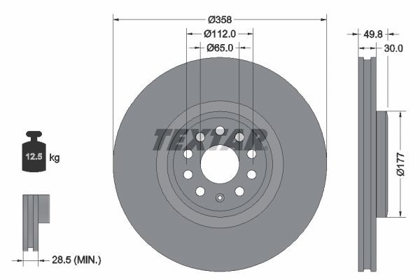 TEXTAR Bremžu diski 92337505 TEXTAR 92337505 Bremžu diski SKODA Elroq (PYL) par izdevīgu cenu