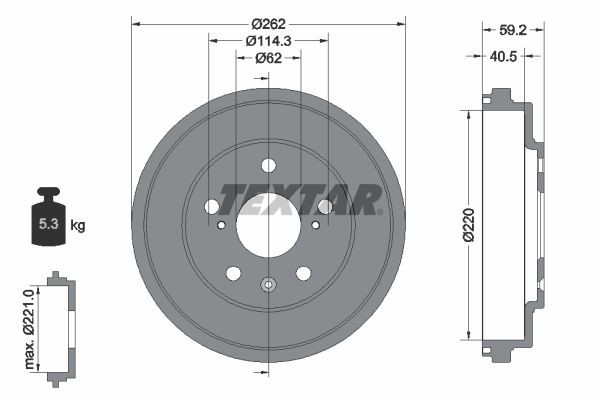 Remtrommel TEXTAR 94047600 TEXTAR 94047600 Remtrommels SUZUKI SX4 2016