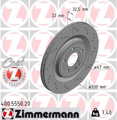 ZIMMERMANN Brake disc 400.5550.20 ZIMMERMANN 400.5550.20 Brake disc MERCEDES-BENZ GLA (H247) GLA 200 (247.787) 163 hp 2021