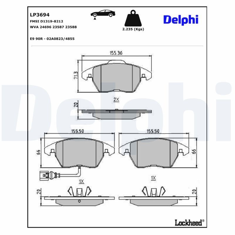 DELPHI Brake pad set LP3694 LP3694 DELPHI racing brake pads for SKODA CITIGO