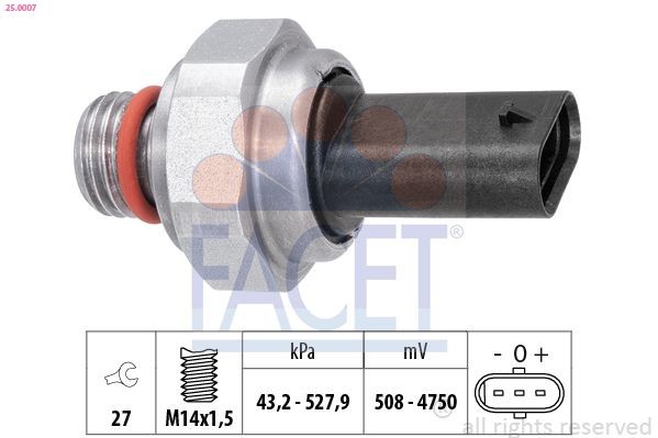 Uitlaatgasdruk sensor FACET 25.0007 FACET 25.0007: Sensor, uitlaatgasdruk BMW 1-serie 2021