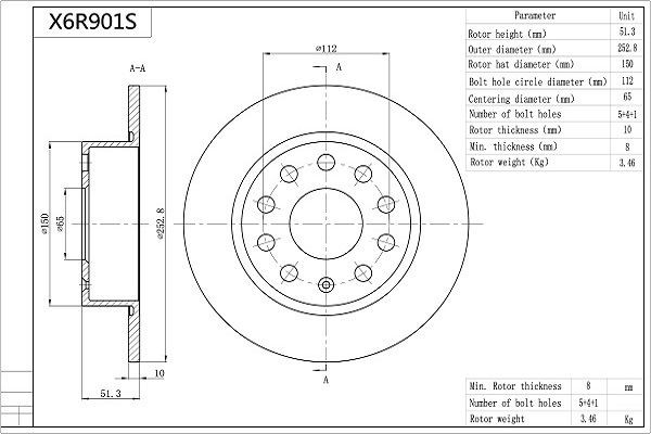 AISIN Bremseskive X6R901S X6R901S Sports bremseskiver AISIN MERCEDES-BENZ B-klasse