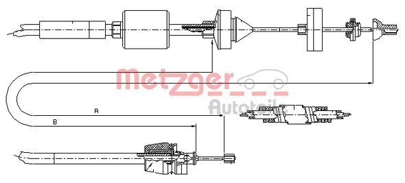 Koppelingskabel METZGER 10.2843 METZGER 10.2843: Koppelingskabel Renault CLIO 2008