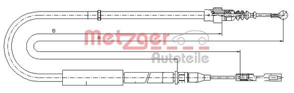 Hand brake cable METZGER 10.7513 METZGER 10.7513 2001 AUDI A2 handbrake cable replacement