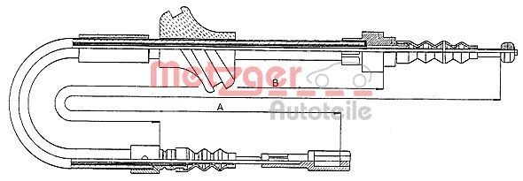 METZGER Handbremsseil 10.7542 Handbremse, Seilzug METZGER Audi Q3 10.7542