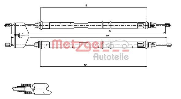 METZGER Handbromsvajer 11.5453 11.5453 Handbromsvajer METZGER PORSCHE TAYCAN