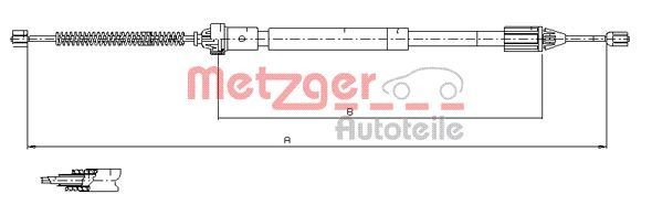 METZGER Ντίζα, φρένο ακινητοποίησης 11.6597 Ντίζα χειροφρένου METZGER Renault CLIO 11.6597