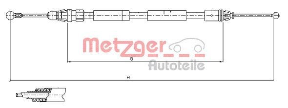 METZGER Håndbremsekabel 11.6807 Håndbremsekabel METZGER Renault TRAFIC 11.6807