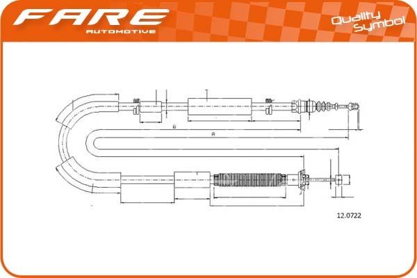 FARE SA Hand brake cable 18112 18112 FARE SA handbrake cable FIAT 500