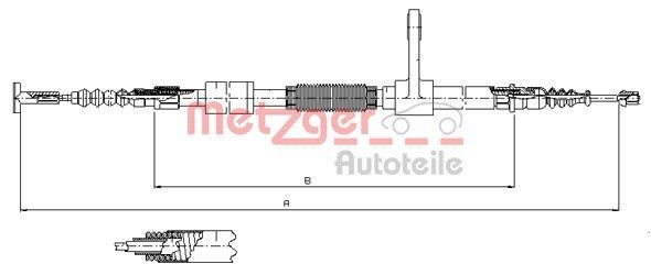 METZGER Ντίζα, φρένο ακινητοποίησης 251.34 251.34 Χειρόφρενο ALFA ROMEO GT METZGER