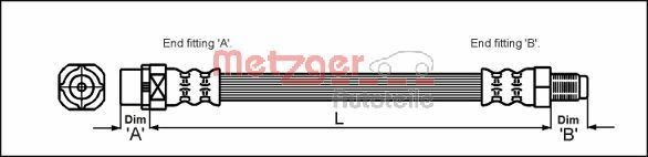 METZGER Tubo flexível de travão 4110052 Flexível de travão METZGER BMW Série 3 4110052