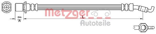 METZGER Bromsslang 4110286 METZGER 4110286 Bromsslang Yaris IV (_P21_, _PA1_, _PH1_) original