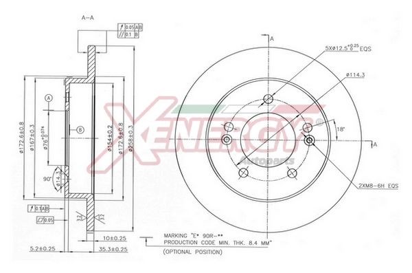 AP XENERGY Bromsskiva X601499 X601499 AP XENERGY bromsskiva HYUNDAI i30