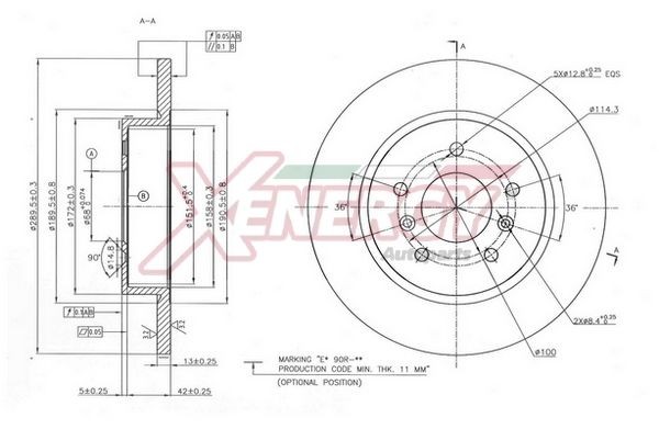 AP XENERGY Brake disc X601506 X601506 AP XENERGY NISSAN performance brake discs