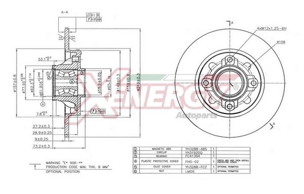 AP XENERGY Bremseskive X601524 Sports bremseskiver AP XENERGY CITROËN X601524