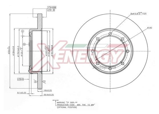 AP XENERGY Bremseskive X601532 X601532 Skiver RENAULT ZOE AP XENERGY
