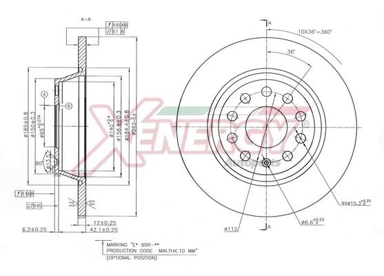 AP XENERGY Disque de frein X601542 Disque AP XENERGY AUDI X601542