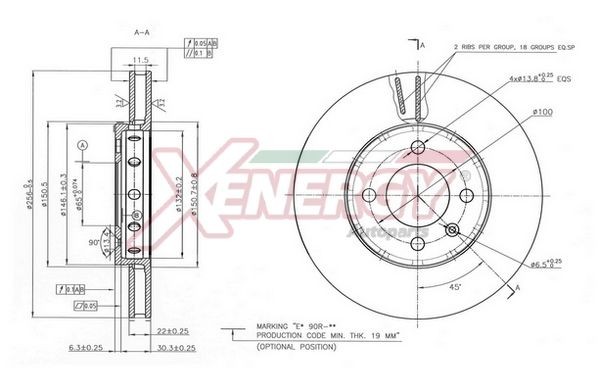 AP XENERGY Disco freno X602896 X602896 Dischi freno sportivi AP XENERGY Honda