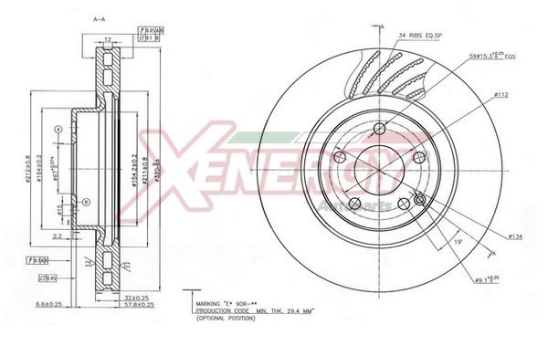 AP XENERGY Remschijf X602911 X602911 Remschijven MERCEDES-BENZ GLK AP XENERGY