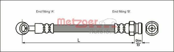 Tubo flexível de travão METZGER 4110405 METZGER 4110405: Tubo flexível de travão Hyundai ATOS 2008