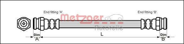 METZGER Bromsslang 4111018 4111018 METZGER bromsslang KIA STONIC