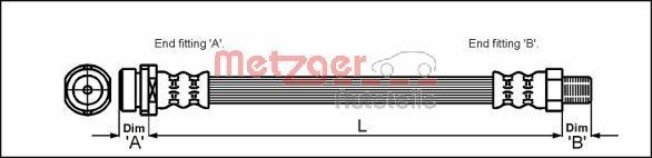 METZGER Bremseslange 4112314 Bremseslange METZGER Ford MAVERICK 4112314